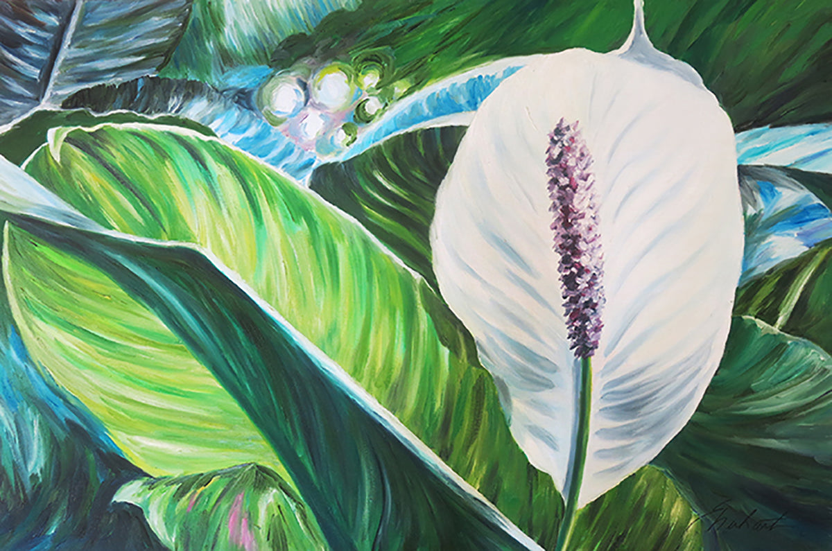 Maluhia - White Flower Oil Painting