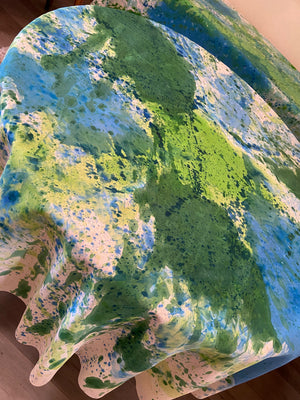 BLUE GREEN 90" RoundTablecloth