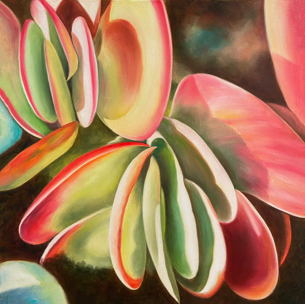 succulent oil painting Succulent - flower oil painting