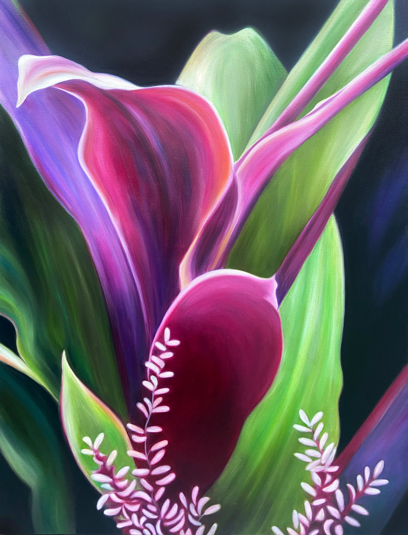 Good Luck Ti Leaf Painting