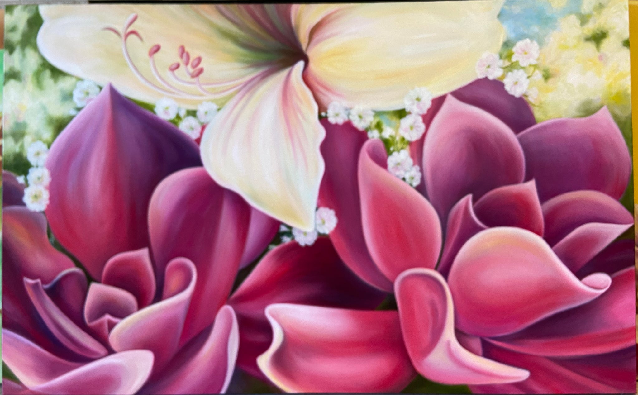 oil painting succulents Succulent Bouquet - Flower Oil Painting