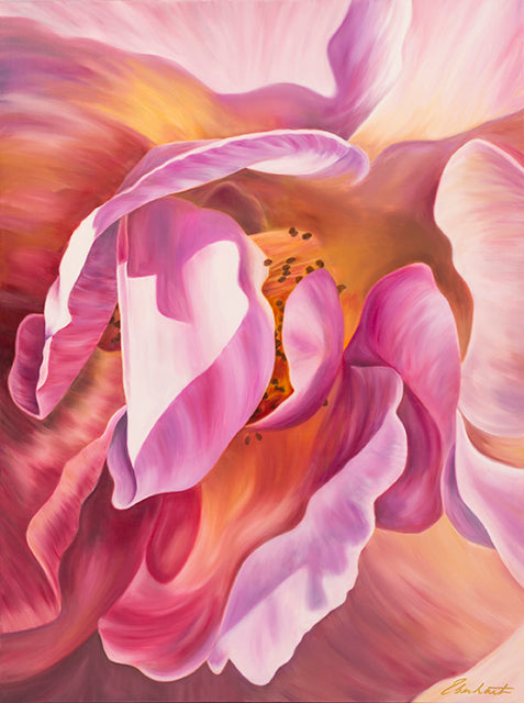 Intimate - Pink Rose Flower Oil Painting