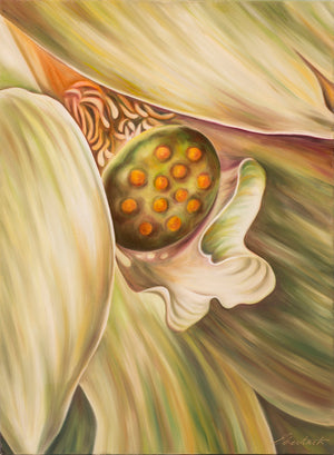 Goddess Flower - Green Lotus Flower Oil Painting