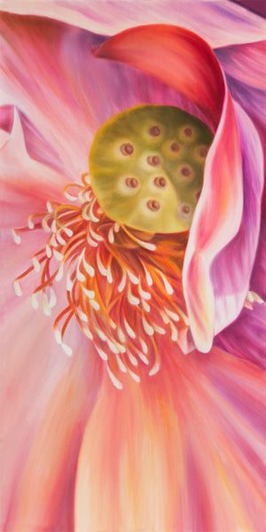 Starting Fresh - Pink Lotus Flower Oil Painting