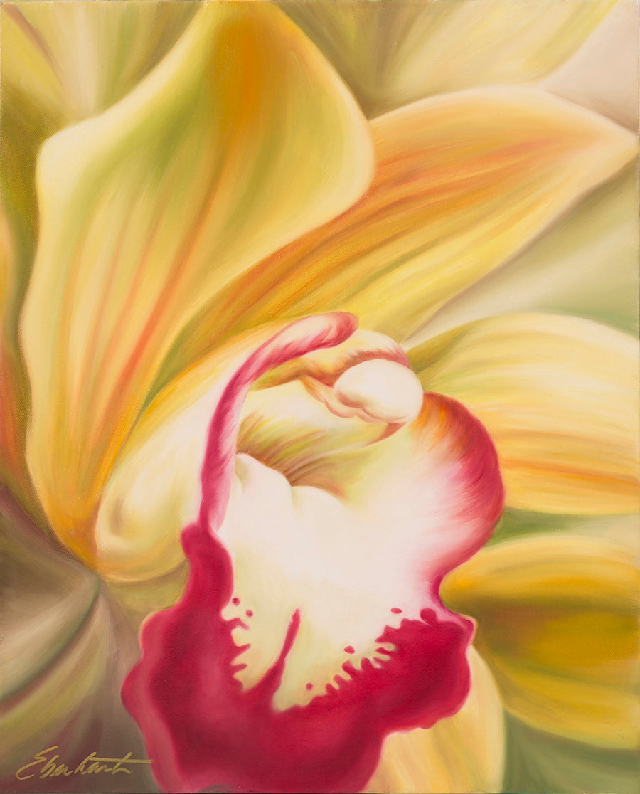 E Komo Mai - Orchid Flower Oil Painting