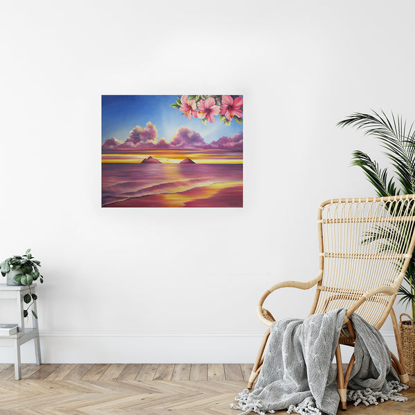 Lanikai Sunrise - Beach Scene Oil Painting - Art of Barbara Eberhart
