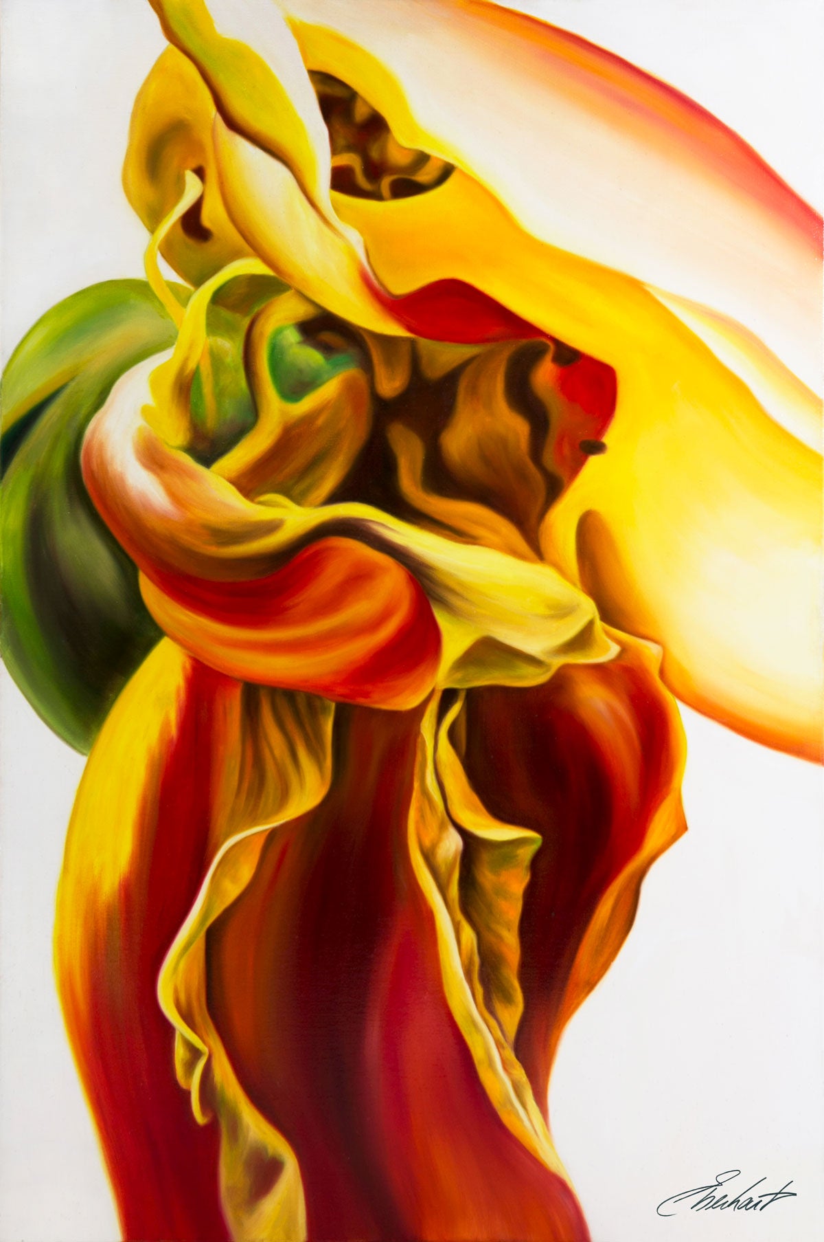 Letting Go - Contemporary Rose Flower Oil Painting